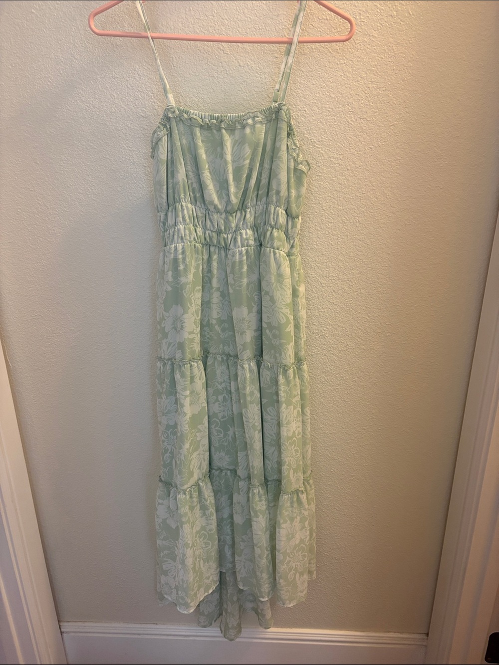 No Boundaries Sage Floral Tiered Maxi Dress
